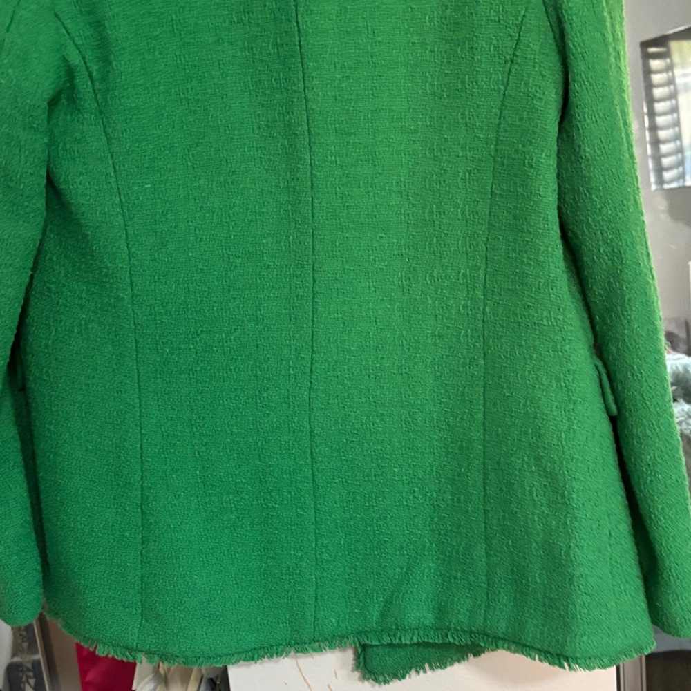 Saks Fifth Green Tweed Double-Breasted Women's Jacket - Picture 11 of 11